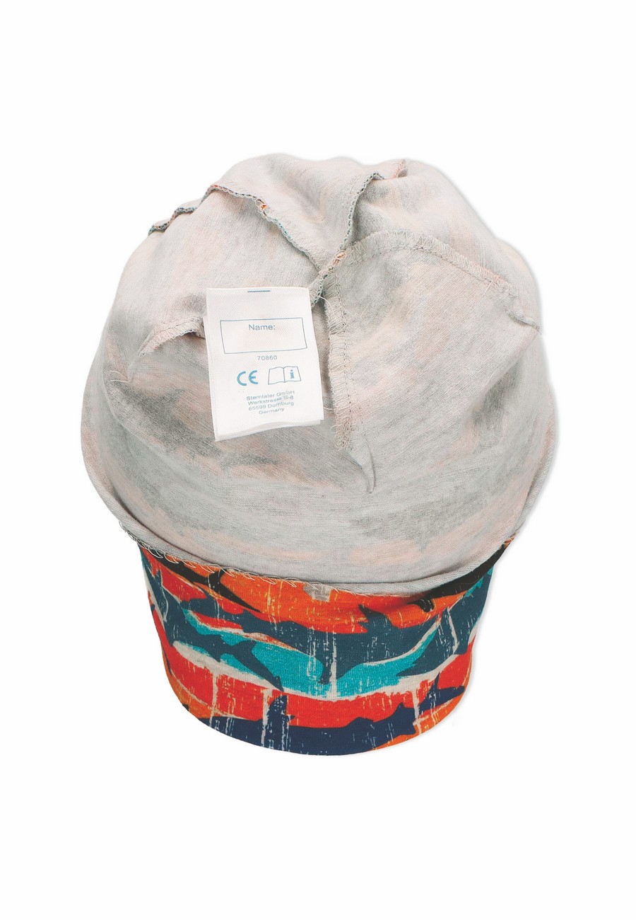 Sterntaler čepice jerzey spadlá modrá chlapecká UV 50+ žraloci 1622233