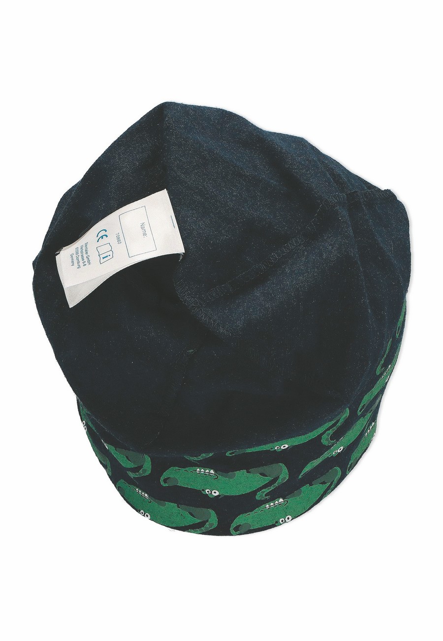 Sterntaler čepice jerzey spadlá modrá chlapecká UV 50+ krokodýli 1622232