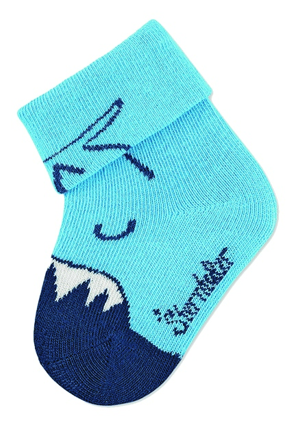 Sterntaler kojenecké ponožky s manžetou chlapecké 3 páry modré plachetnice,žralok 8312251