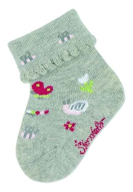 Sterntaler kojenecké ponožky s manžetou dívčí 3 páry jahůdka, motýli bílé 8312253