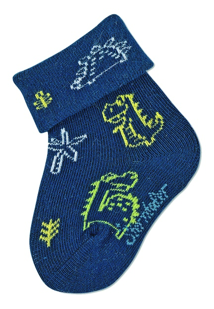 Sterntaler kojenecké ponožky s manžetou chlapecké 3 páry modré, draci 8312250