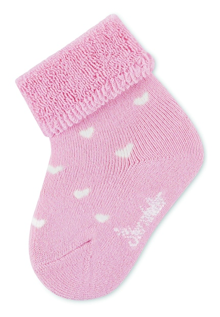 Sterntaler Ponožky kojenecké, 3 páry, froté, manžetka, krémové, růžové, baletka, srdíčka 8302222