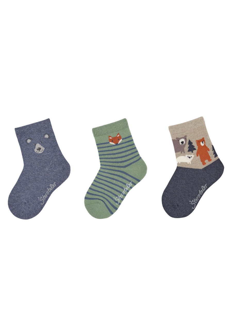 Sterntaler ponožky 7 párů v boxu, chlapecké, modré, zelené, sob, sněhulák, lesní zvířata 8422250