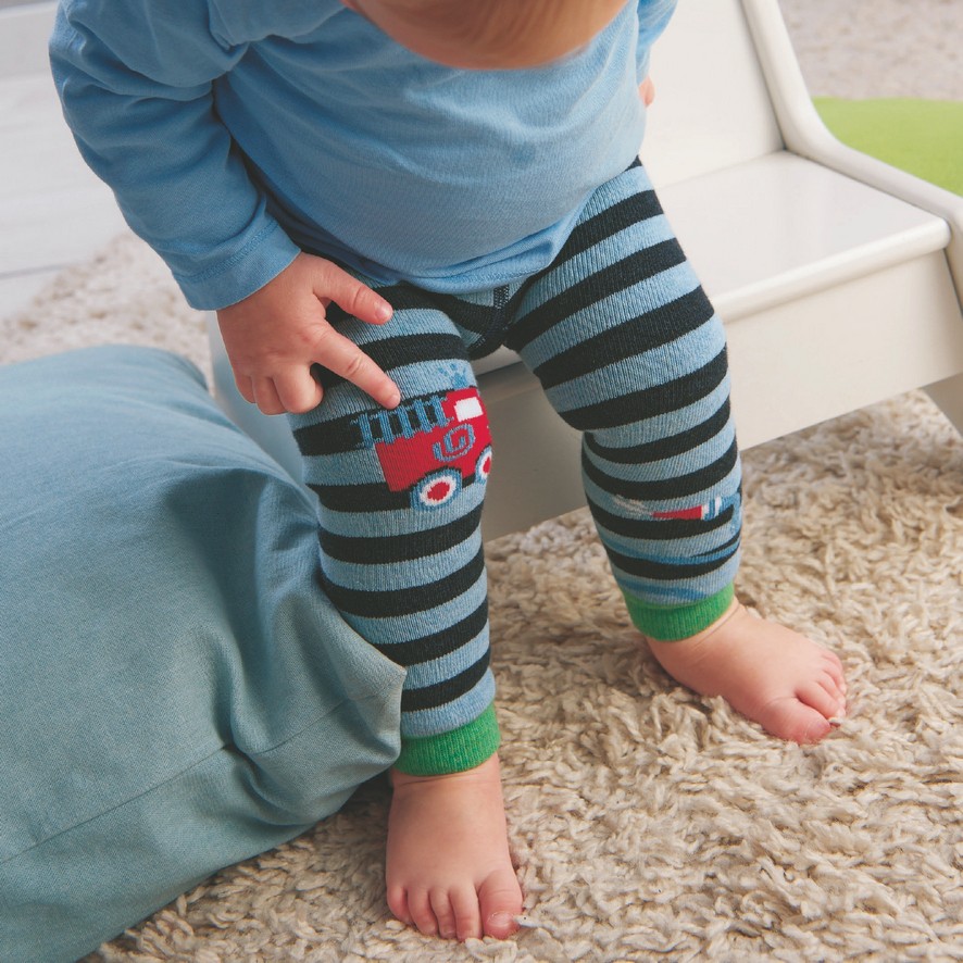 Sterntaler legíny zimní, froté, tmavě modré pruhy hasiči, dráček 8762030