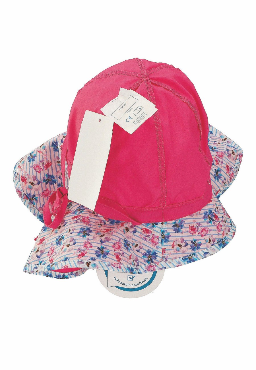 Sterntaler klobouček s plachetkou baby bio bavlna UV 50+ dívčí, zavazovací, růžový s motýlem 1412210