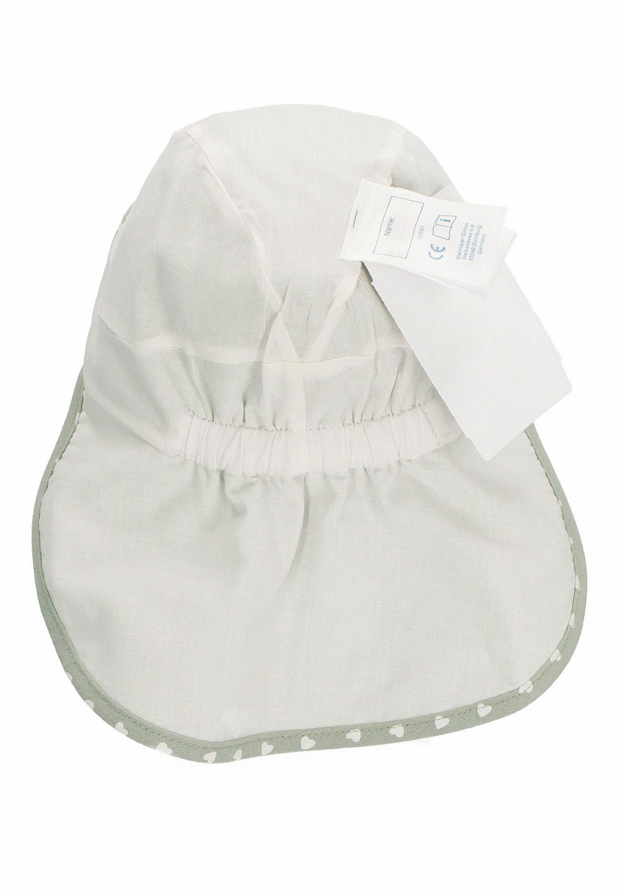 Sterntaler čepice s kšiltem a plachetkou dívčí bio bavlna UV 50+ srdíčka, zelená 1412222