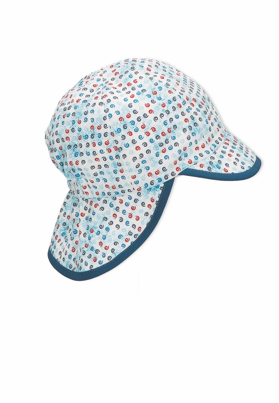 Sterntaler čepička baby chlapecká s plachetkou UV 50+bílá, spirálky 1602231
