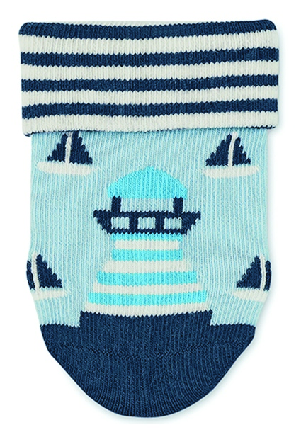 Sterntaler kojenecké ponožky s manžetou chlapecké 3 páry modré plachetnice,žralok 8312251