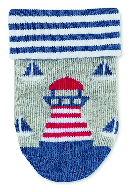 Sterntaler kojenecké ponožky s manžetou chlapecké 3 páry šedé plachetnice, žralok 8312251