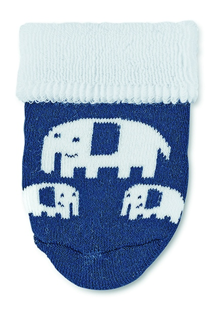 Sterntaler Ponožky kojenecké, 3 páry, froté, manžetka, tmavě modré, sloni, hvězda 8302221