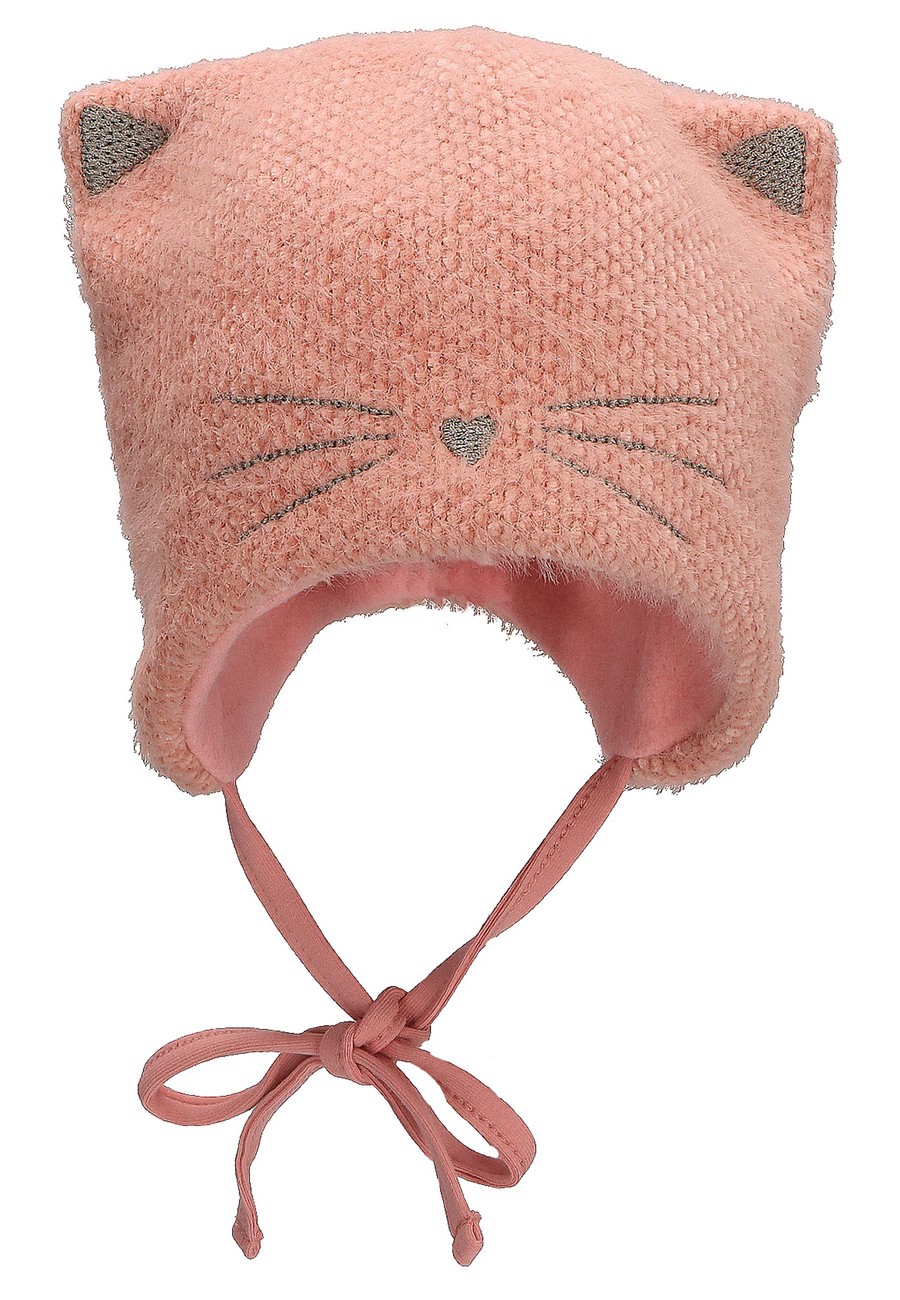 Sterntaler Čepička baby, dívčí, starorůžová, kočička, zavazovací 4402234