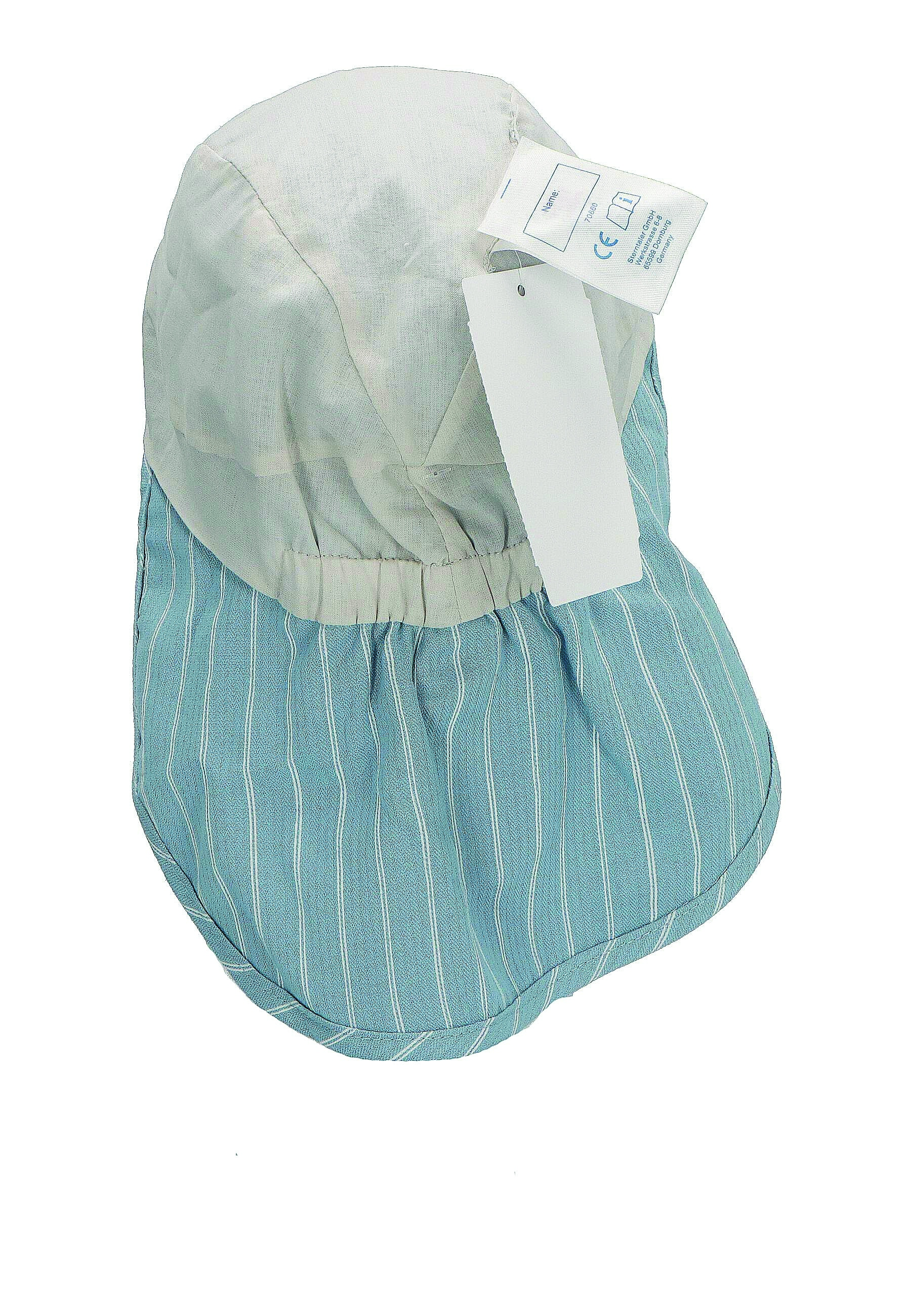 Sterntaler čepička chlapecká s plachetkou, UV 30+, modrá, bílý proužek 1612245