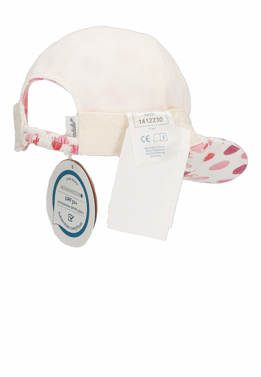 Sterntaler kšiltovka dívčí, krémová UV 50+ BIO bavlna, kolečka, kytičky 1412230