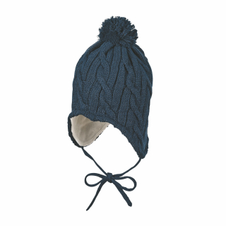 Sterntaler čepička pletená modrá bambule 4701755