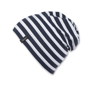 Sterntaler čepice bavlněná Basic uni proužky UV 50+ modrá 1521700