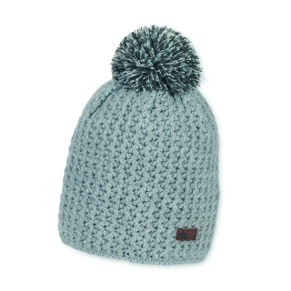 Sterntaler čepice pletená s bambulí vaflový vzor šedá 4721706