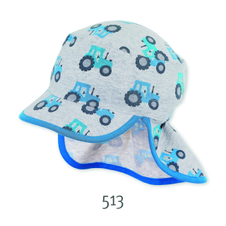 Sterntaler čepice s plachetkou šedá chlapecká jerzey UV 50+ traktory 1612041