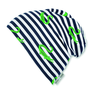 Sterntaler čepice jerzey spadlá šedá chlapecká UV 50+ proužek, krokodýl 1622032