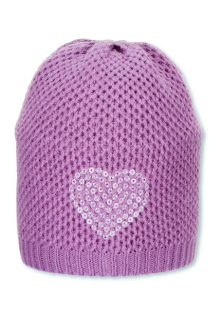 Sterntaler čepička pletená, baby, dívčí, flitrové srdíčko, růžová 4702111
