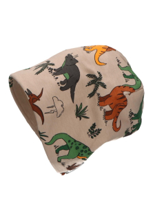 Sterntaler čepice zimní, chlapecká, spadlá, hnědá s dinosaury 4612211