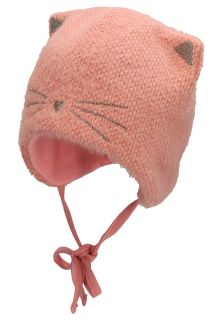 Sterntaler Čepička baby, dívčí, starorůžová, kočička, zavazovací 4402234