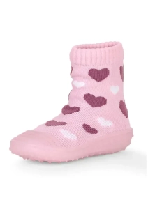 Sterntaler barefoot ponožkoboty dětské růžové, srdíčka 8362201