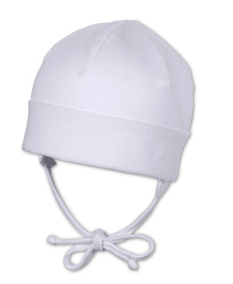 Sterntaler Čepice baby bavlněný jerzey zavazovací UV 15 bílá 1501400