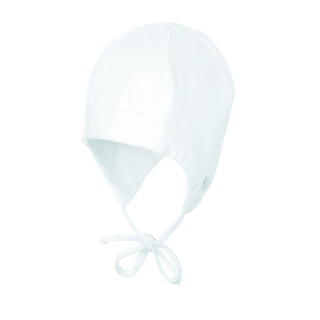 Sterntaler Čepice jerzey ušanka jednobarevná UV, bílá, zavazovací 4001455