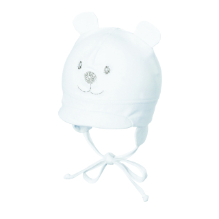 Sterntaler Čepice jerzey s oušky, méďa, bílá, kšiltík 4001466